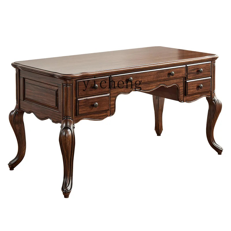 Bureau d'étude rétro français, entièrement en bois massif exquis.