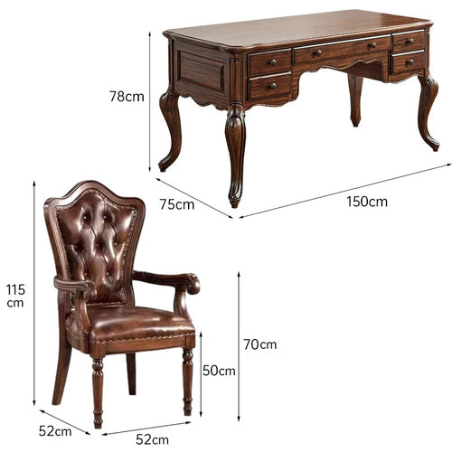 Bureau d'étude rétro français, entièrement en bois massif exquis.