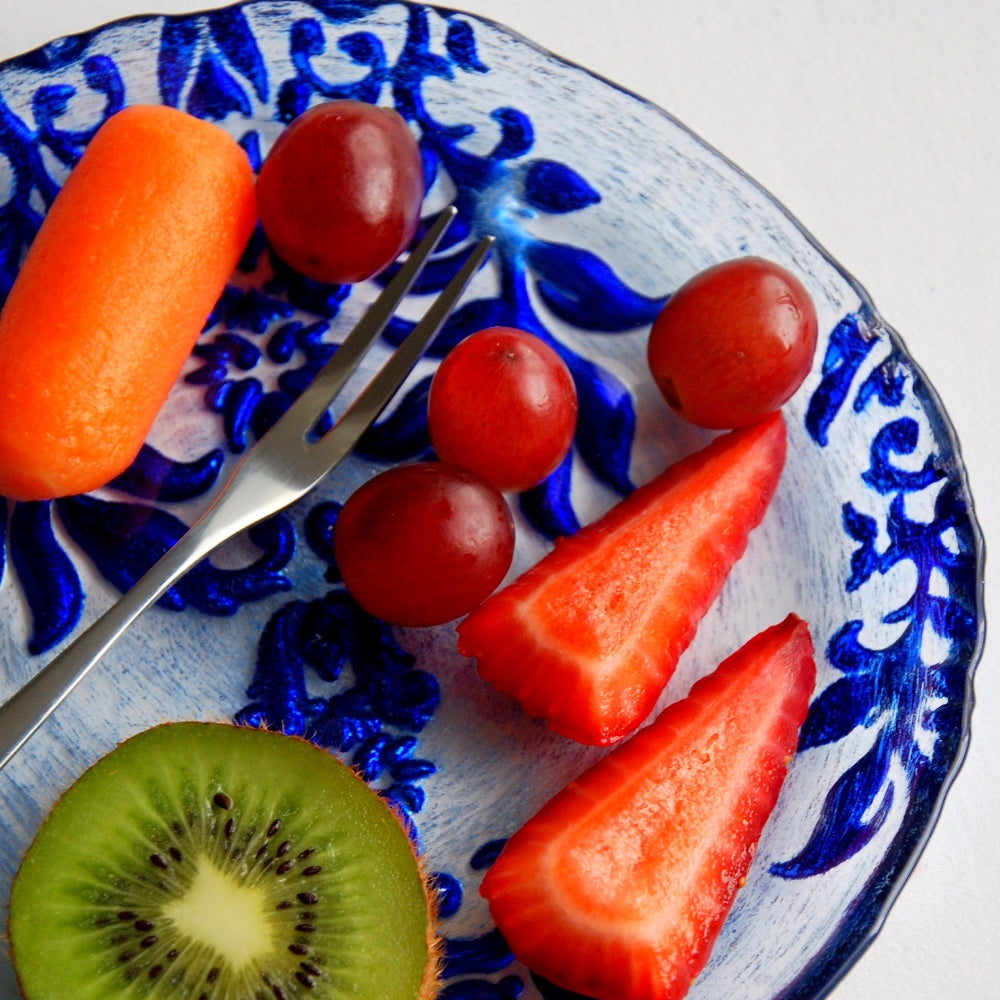 Assiettes en bleu velours