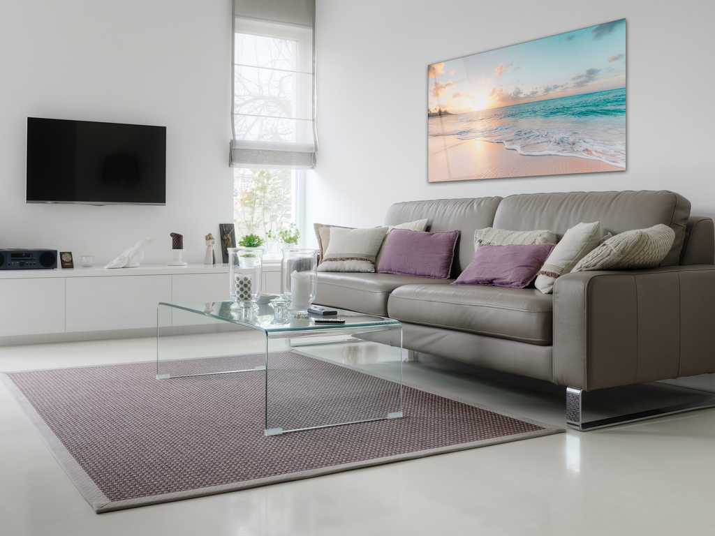 Art mural en verre, mer et vagues (18x28 pouces - 46x72cm)