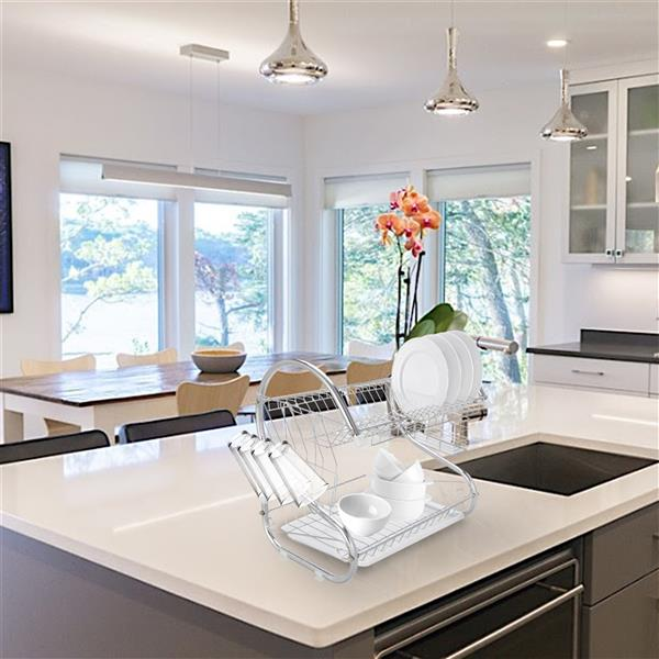 Egouttoir à vaisselle, 2 étages, organisateur de plats.