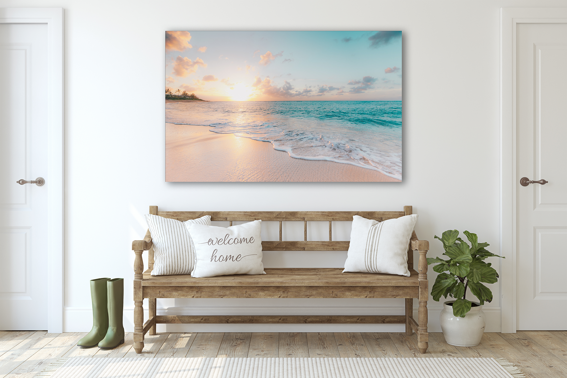 Art mural en verre, mer et vagues (18x28 pouces - 46x72cm)