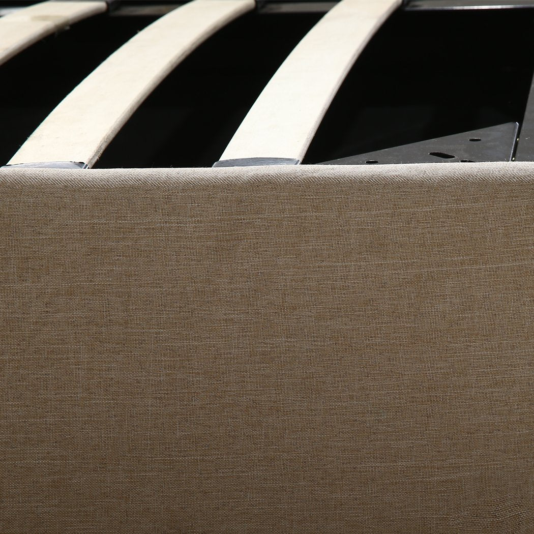 Cadre de lit avec tissu bombé, Beige