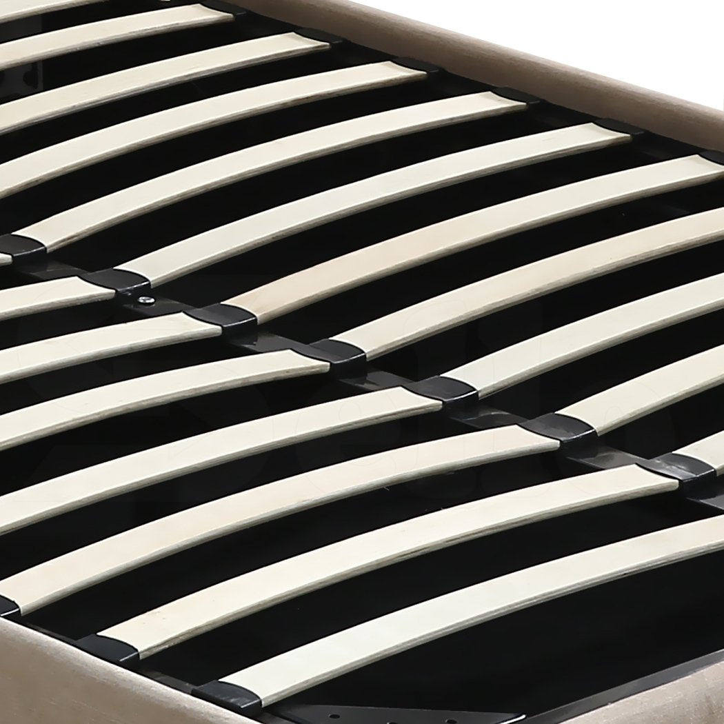 Cadre de lit avec tissu bombé, Beige