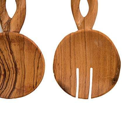 Cuillères à salade traditionnelle en bois torsadé, courbée à la main